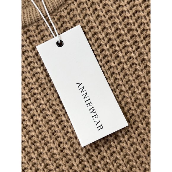 Annie Wear Fringe Tassel Round Neck Loose Fit Sweater Womens XL Camel Knit NEW - Picture 4 of 10